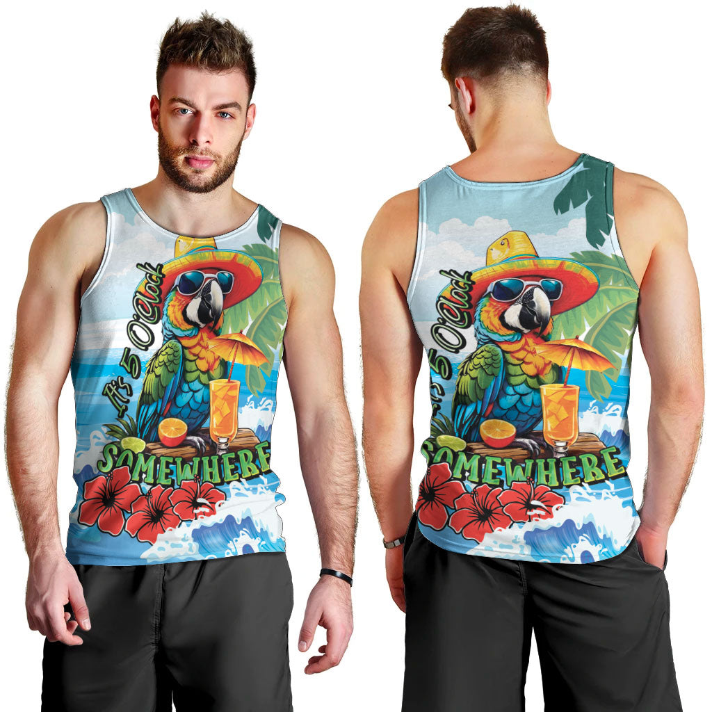 Funny Parrot Margarita Five O'clock Somewhere Men Tank Top