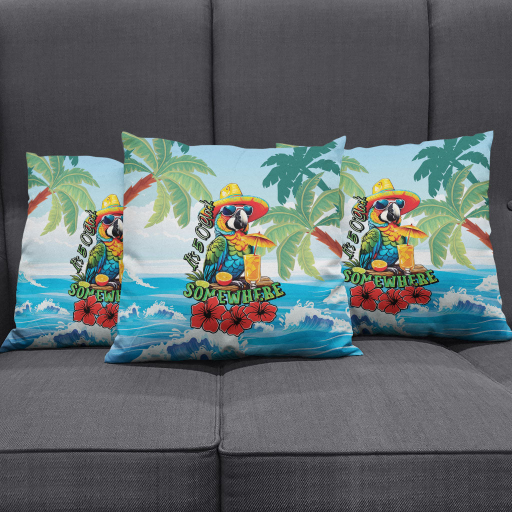Funny Parrot Margarita Five O'clock Somewhere Pillow Cover