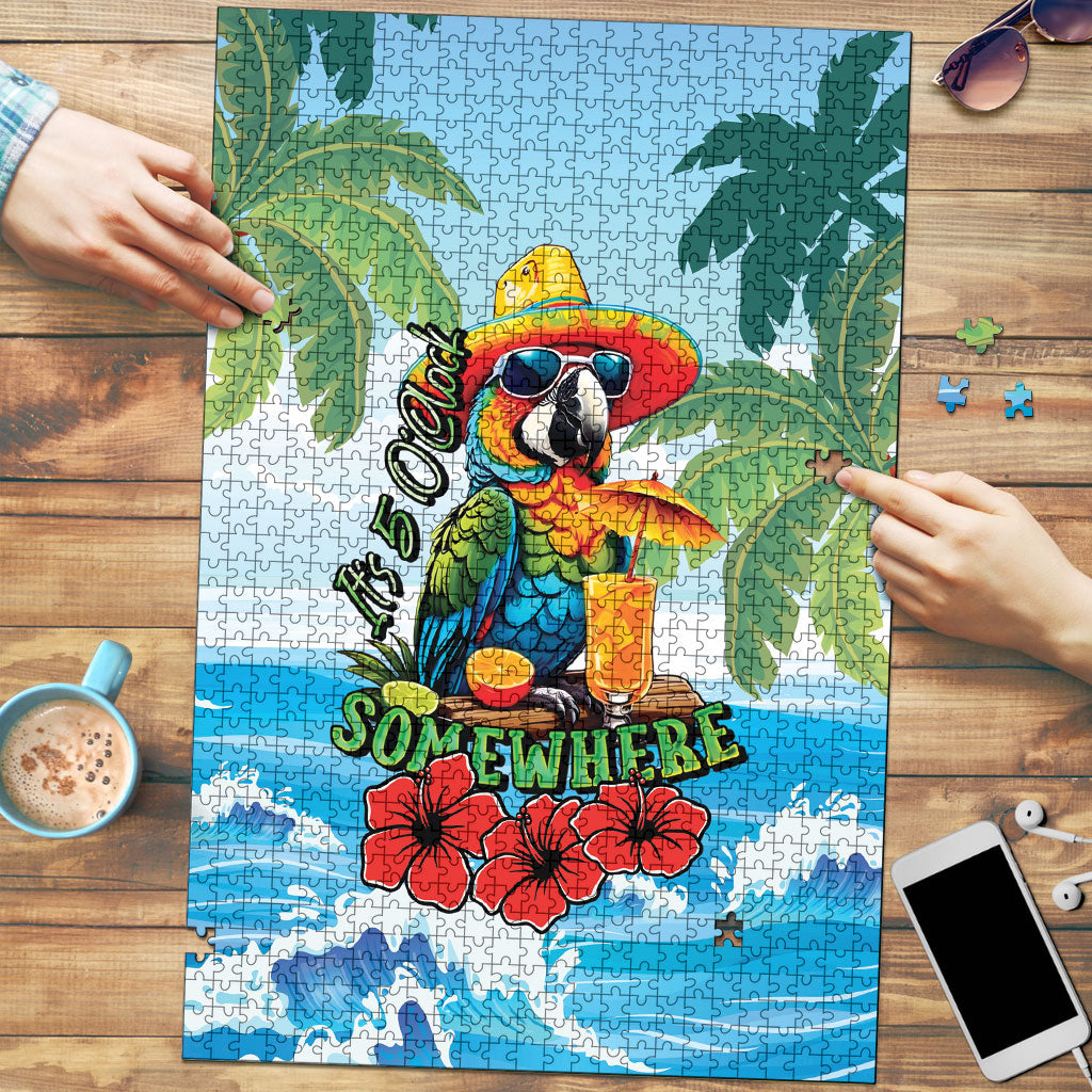 Funny Parrot Margarita Five O'clock Somewhere Puzzle