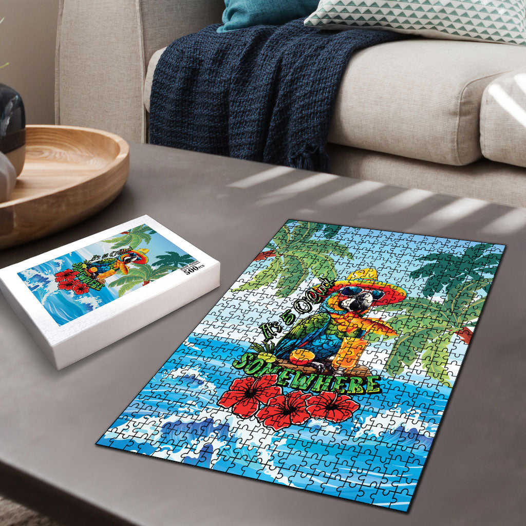 Funny Parrot Margarita Five O'clock Somewhere Puzzle