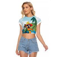 Funny Parrot Margarita Five O'clock Somewhere Raglan Cropped T Shirt