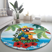 Funny Parrot Margarita Five O'clock Somewhere Round Carpet