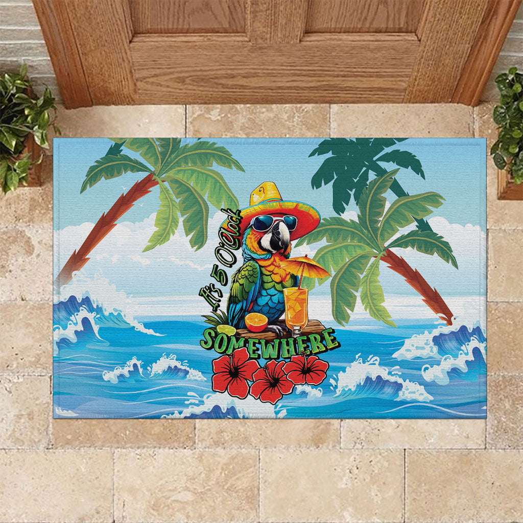 Funny Parrot Margarita Five O'clock Somewhere Rubber Doormat LT9 Blue - Polynesian Pride
