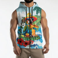 Funny Parrot Margarita Five O'clock Somewhere Sleeveless Zip Hoodie