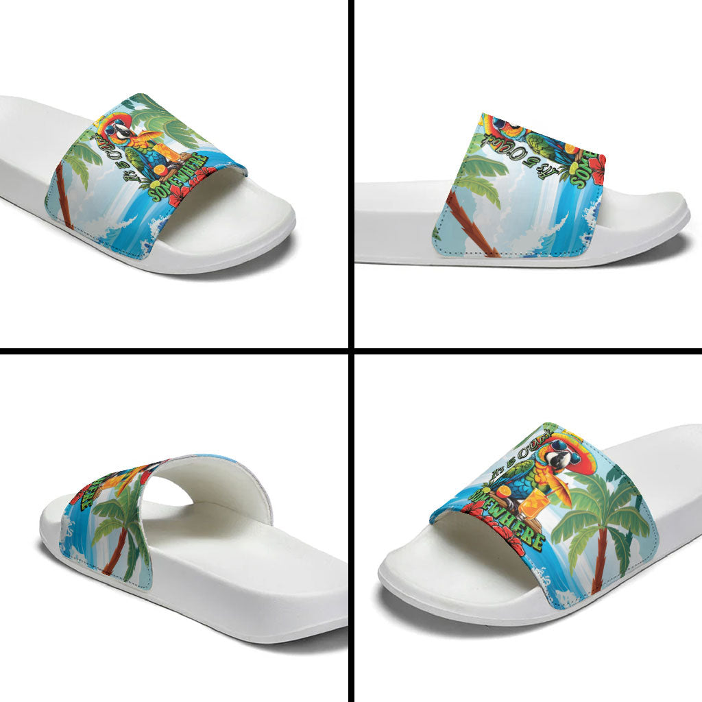 Funny Parrot Margarita Five O'clock Somewhere Slide Sandals