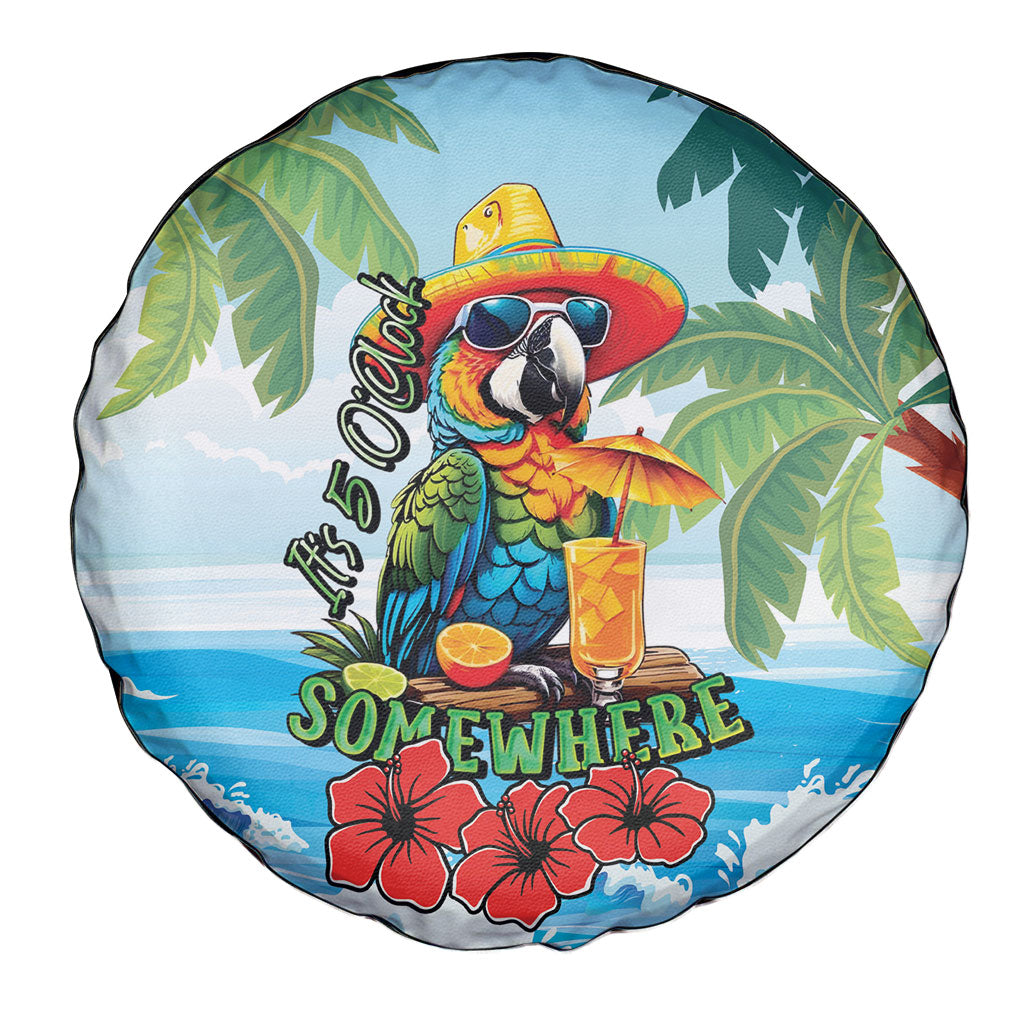 Funny Parrot Margarita Five O'clock Somewhere Spare Tire Cover