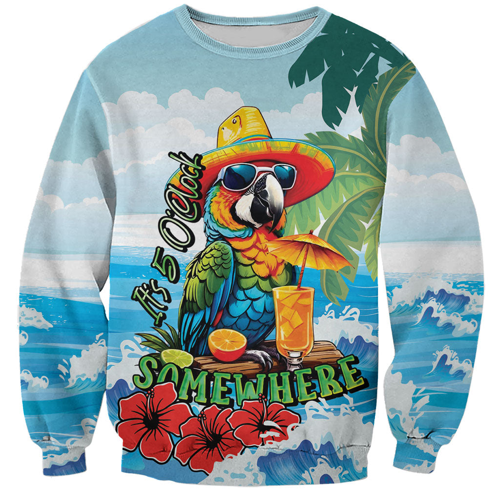 Funny Parrot Margarita Five O'clock Somewhere Sweatshirt LT9 Unisex Blue - Polynesian Pride