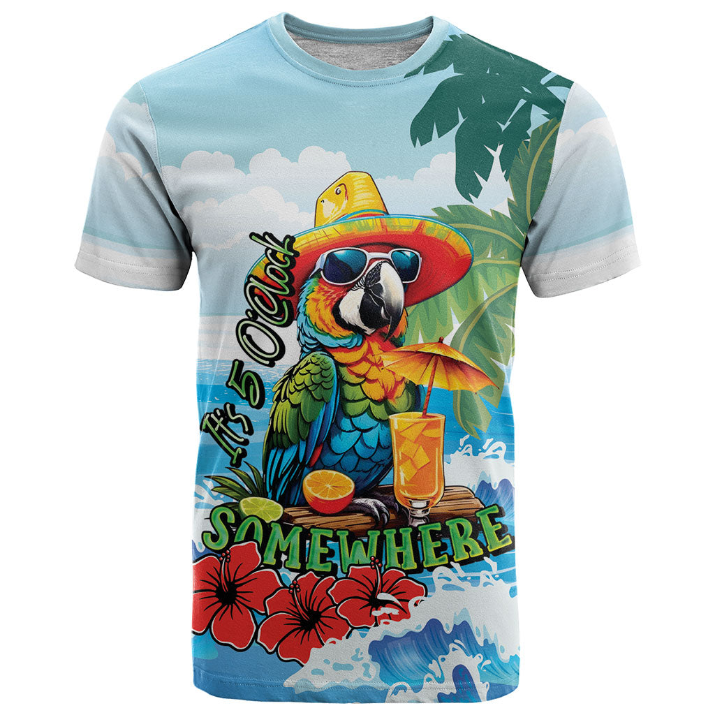 Funny Parrot Margarita Five O'clock Somewhere T Shirt