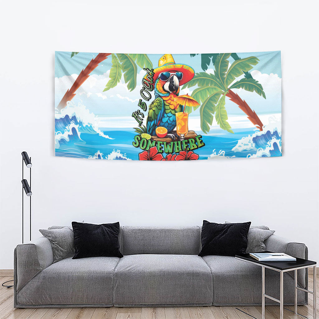 Funny Parrot Margarita Five O'clock Somewhere Tapestry