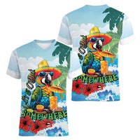 Funny Parrot Margarita Five O'clock Somewhere Women V-Neck T-Shirt