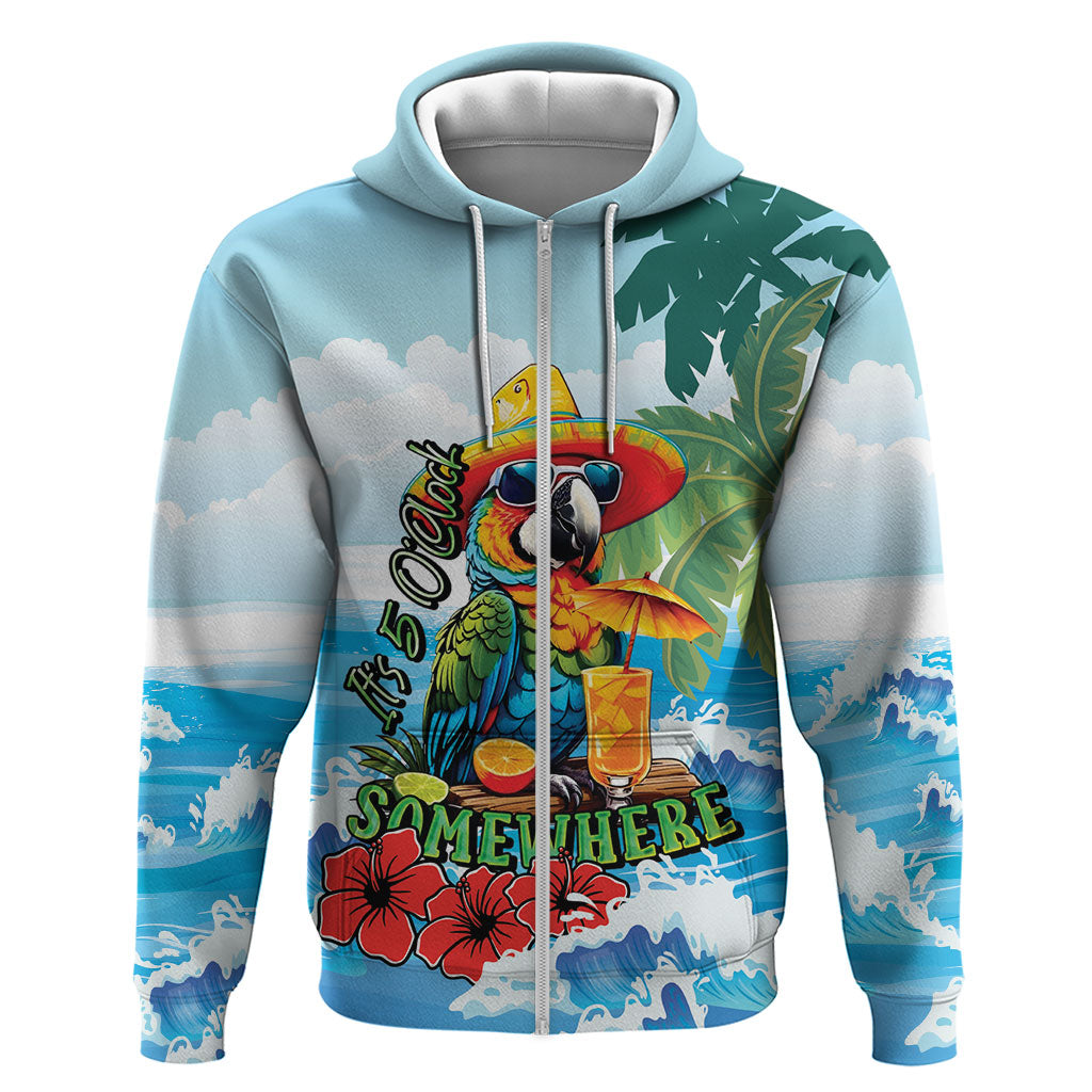 Funny Parrot Margarita Five O'clock Somewhere Zip Hoodie
