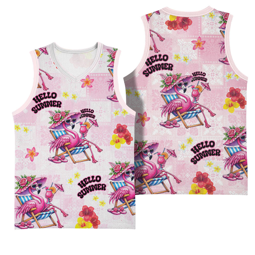 Hawaii Flamingo Hello Summer Basketball Jersey Hawaiian Quilt Pattern