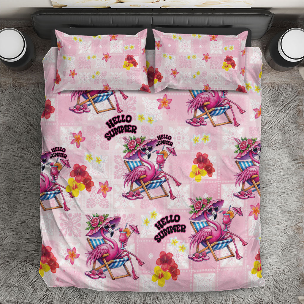 Hawaii Flamingo Hello Summer Bedding Set Hawaiian Quilt Pattern
