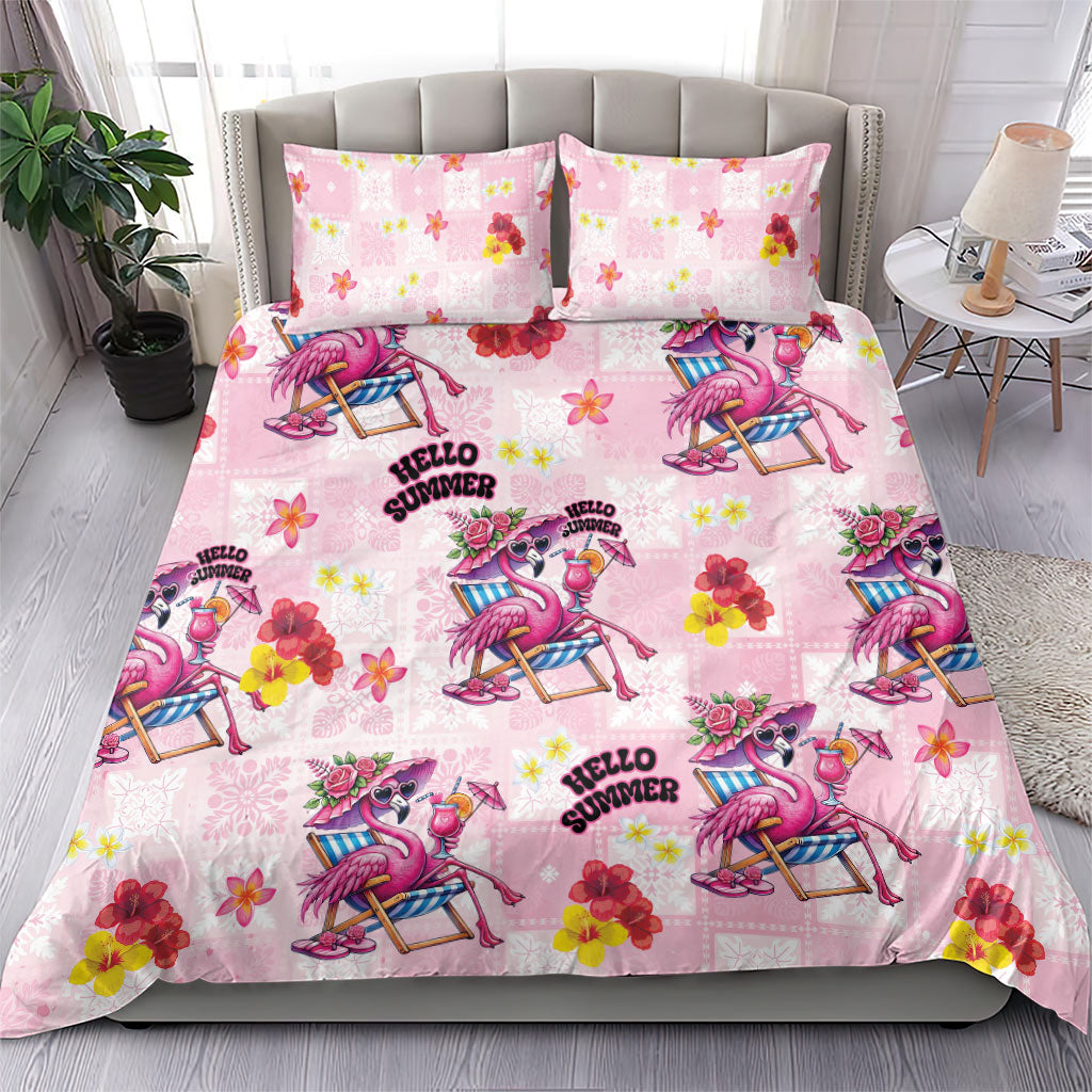 Hawaii Flamingo Hello Summer Bedding Set Hawaiian Quilt Pattern