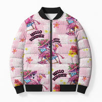 Hawaii Flamingo Hello Summer Bomber Puffer Jacket Hawaiian Quilt Pattern