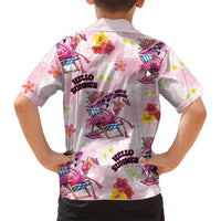Hawaii Flamingo Hello Summer Family Matching Off The Shoulder Long Sleeve Dress and Hawaiian Shirt Hawaiian Quilt Pattern LT9 - Polynesian Pride
