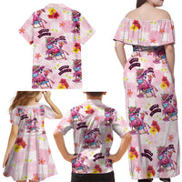 Hawaii Flamingo Hello Summer Family Matching Off Shoulder Maxi Dress and Hawaiian Shirt Hawaiian Quilt Pattern LT9 - Polynesian Pride