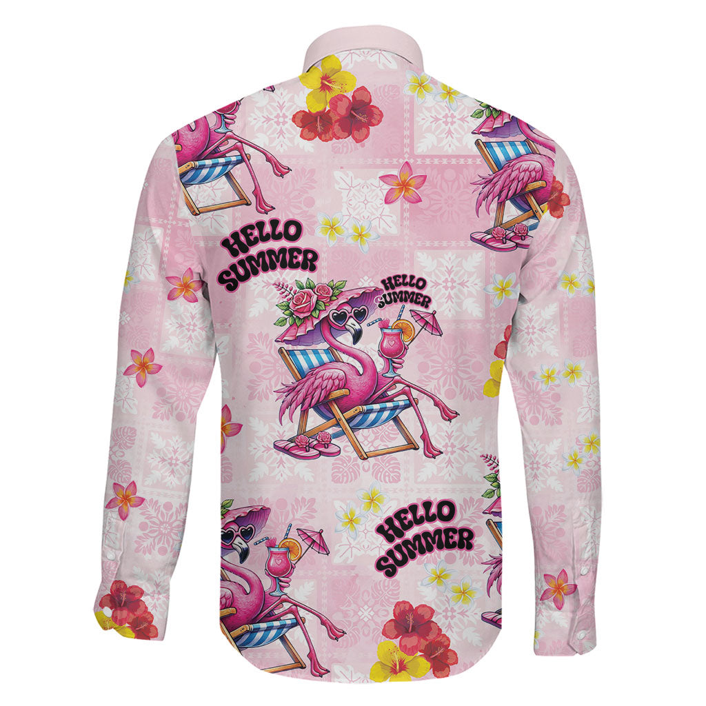 Hawaii Flamingo Hello Summer Family Matching Off Shoulder Maxi Dress and Hawaiian Shirt Hawaiian Quilt Pattern LT9 - Polynesian Pride