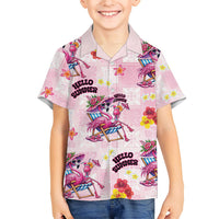 Hawaii Flamingo Hello Summer Family Matching Off Shoulder Maxi Dress and Hawaiian Shirt Hawaiian Quilt Pattern LT9 Son's Shirt Pink - Polynesian Pride