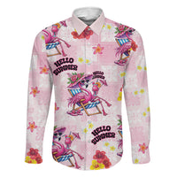 Hawaii Flamingo Hello Summer Family Matching Tank Maxi Dress and Hawaiian Shirt Hawaiian Quilt Pattern LT9 Dad's Shirt - Long Sleeve Pink - Polynesian Pride