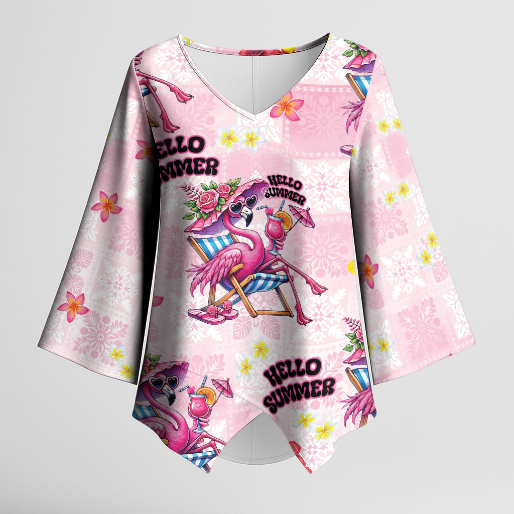 Hawaii Flamingo Hello Summer Kimono Sleeve Blouse Hawaiian Quilt Pattern