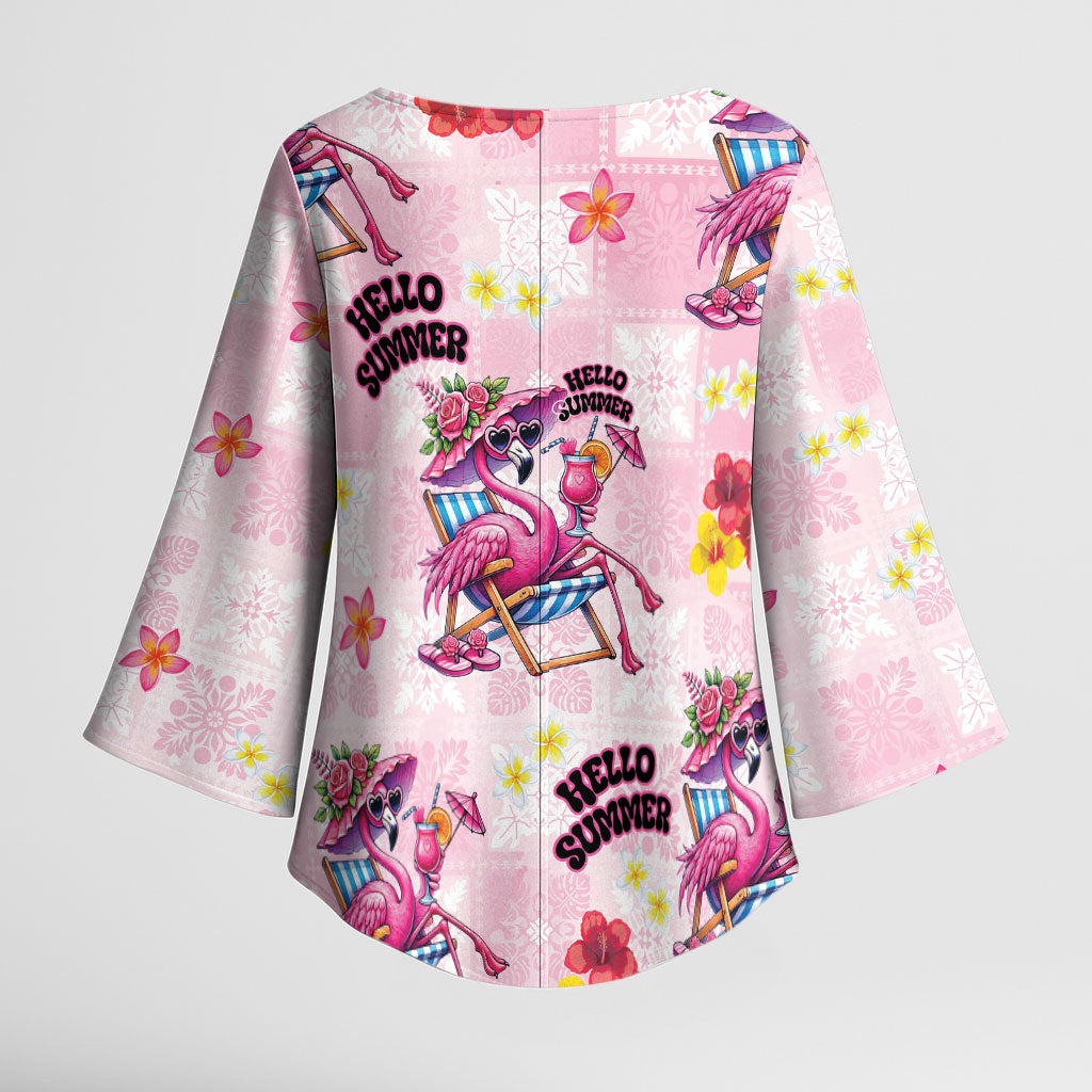 Hawaii Flamingo Hello Summer Kimono Sleeve Blouse Hawaiian Quilt Pattern