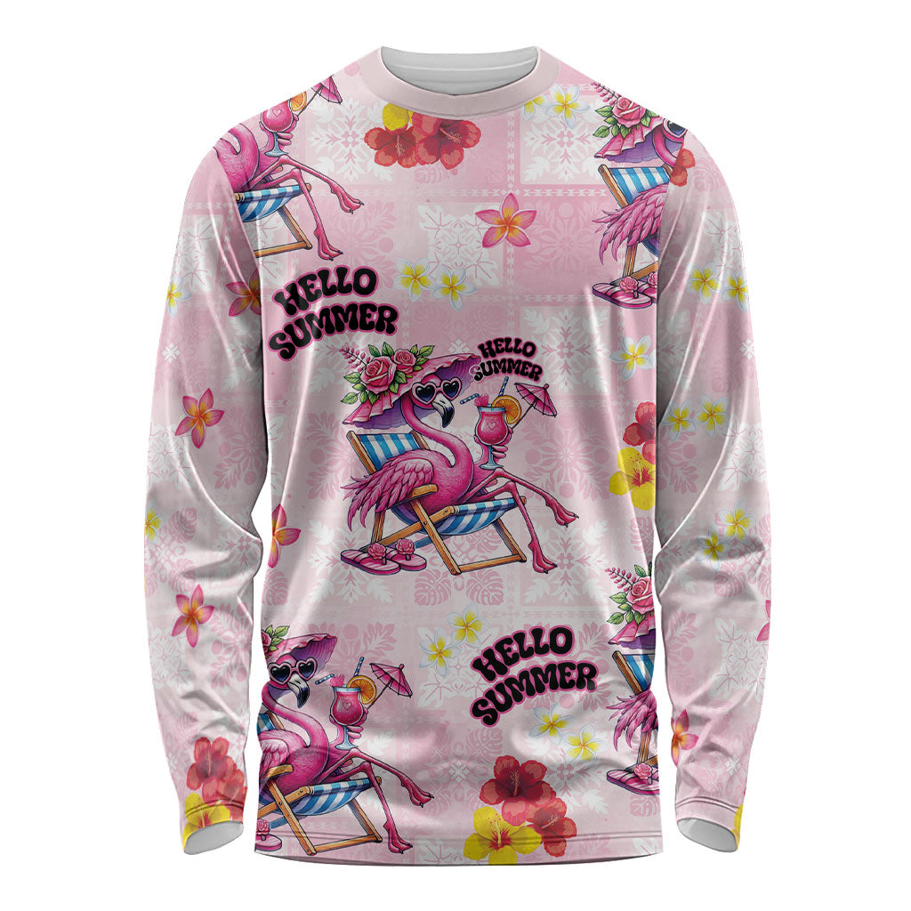 Hawaii Flamingo Hello Summer Long Sleeve Shirt Hawaiian Quilt Pattern