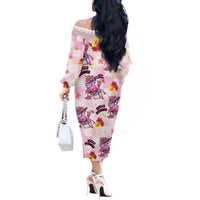 Hawaii Flamingo Hello Summer Off The Shoulder Long Sleeve Dress Hawaiian Quilt Pattern