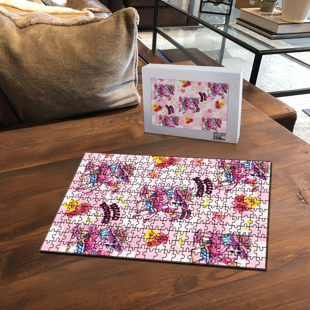 Hawaii Flamingo Hello Summer Puzzle Hawaiian Quilt Pattern