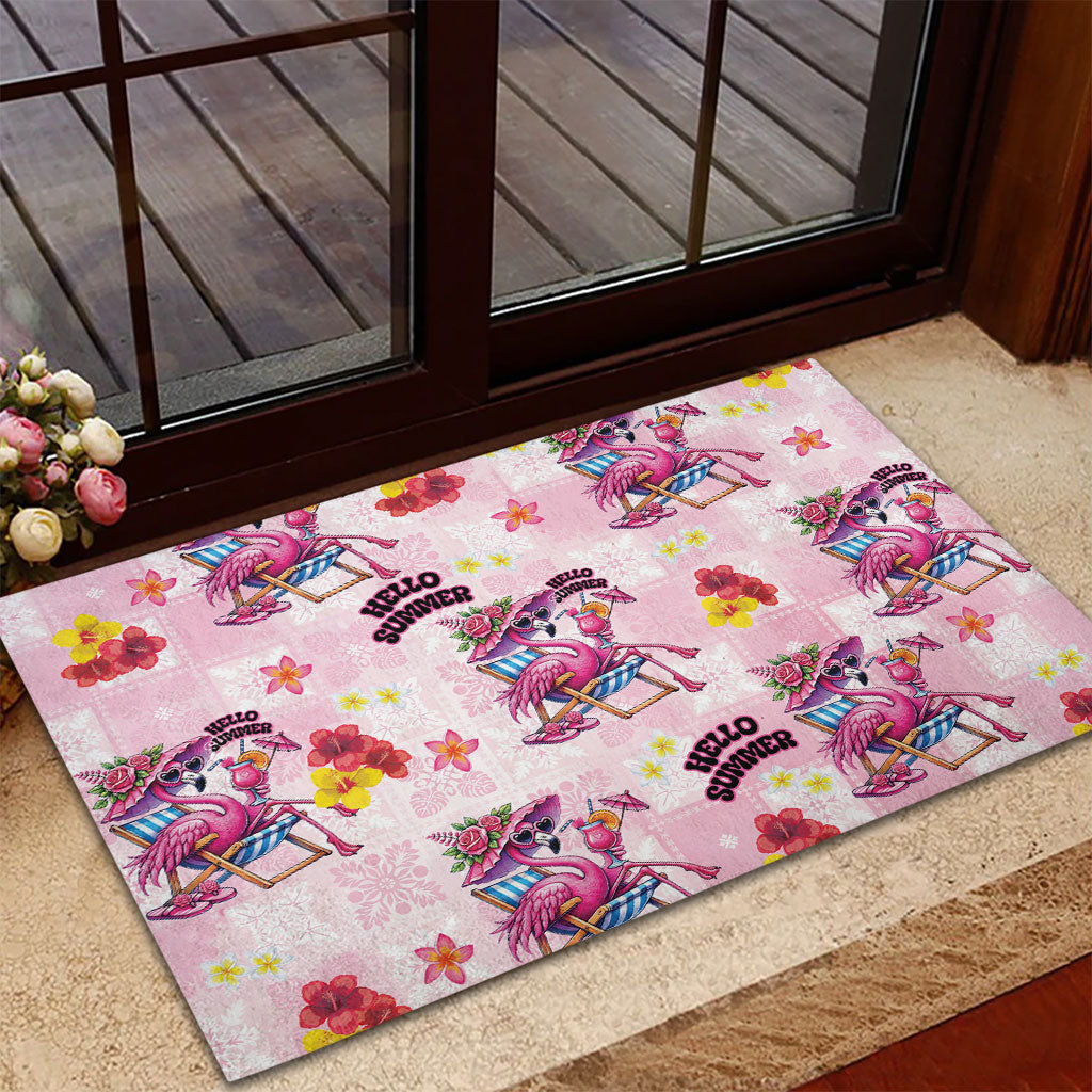 Hawaii Flamingo Hello Summer Rubber Doormat Hawaiian Quilt Pattern
