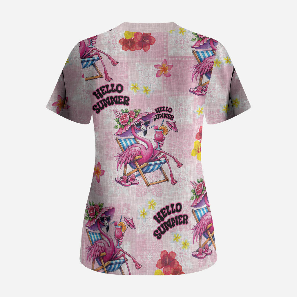 Hawaii Flamingo Hello Summer Scrub Top Hawaiian Quilt Pattern