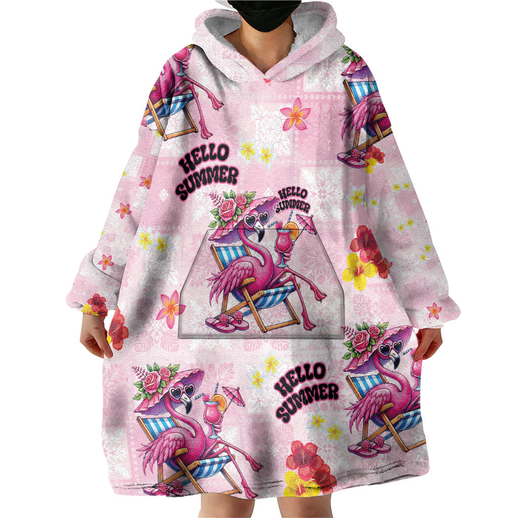 Hawaii Flamingo Hello Summer Wearable Blanket Hoodie Hawaiian Quilt Pattern