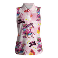 Hawaii Flamingo Hello Summer Women Sleeveless Polo Shirt Hawaiian Quilt Pattern