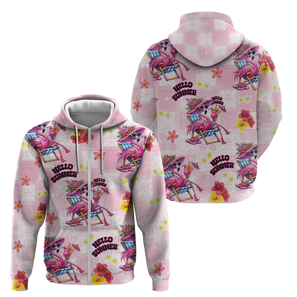 Hawaii Flamingo Hello Summer Zip Hoodie Hawaiian Quilt Pattern