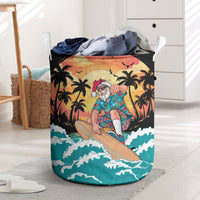 Vintage Santa Claus Surfing Summer Laundry Basket Mele Kalikimaka i Iulai!