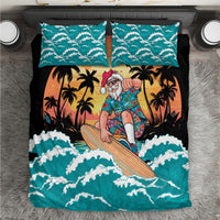 Vintage Santa Claus Surfing Summer Bedding Set Mele Kalikimaka i Iulai!
