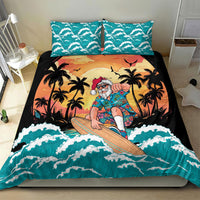 Vintage Santa Claus Surfing Summer Bedding Set Mele Kalikimaka i Iulai!