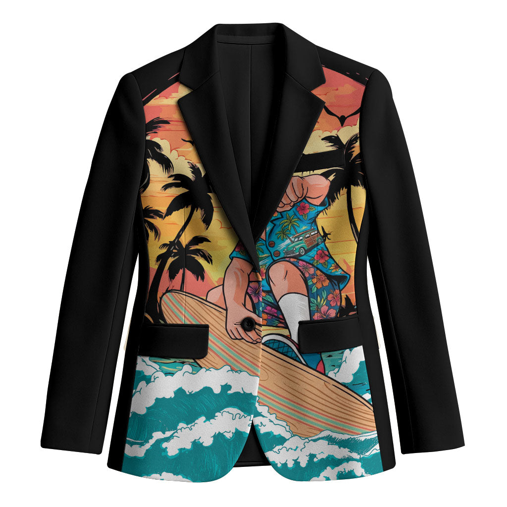 Vintage Santa Claus Surfing Summer Blazer Mele Kalikimaka i Iulai!