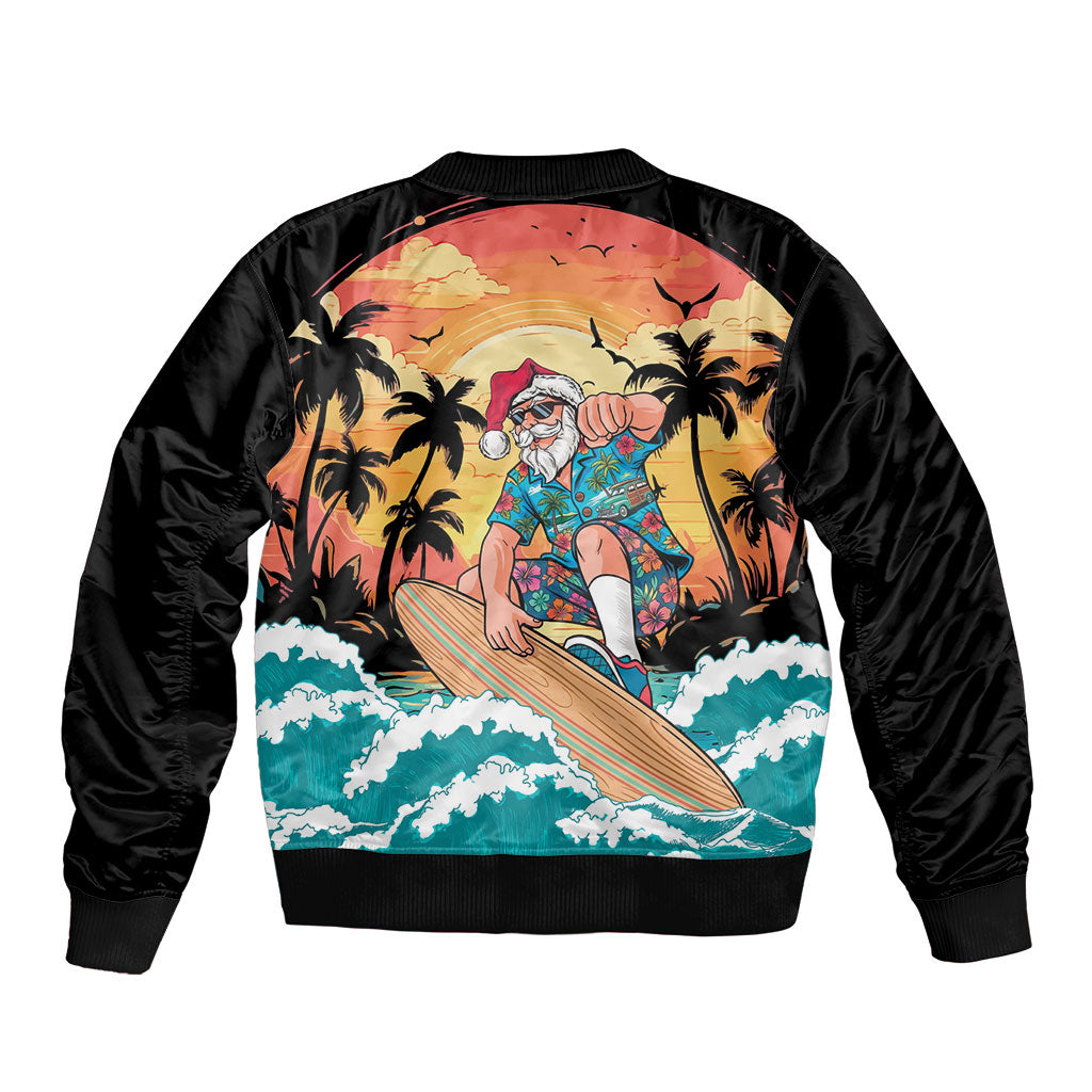 Vintage Santa Claus Surfing Summer Bomber Jacket Mele Kalikimaka i Iulai!