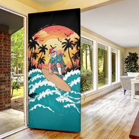 Vintage Santa Claus Surfing Summer Door Cover Mele Kalikimaka i Iulai!