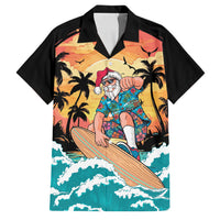 Vintage Santa Claus Surfing Summer Family Matching Long Sleeve Bodycon Dress and Hawaiian Shirt Mele Kalikimaka i Iulai! LT9 Dad's Shirt - Short Sleeve Black - Polynesian Pride