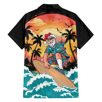 Vintage Santa Claus Surfing Summer Family Matching Off Shoulder Short Dress and Hawaiian Shirt Mele Kalikimaka i Iulai! LT9 - Polynesian Pride