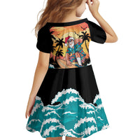 Vintage Santa Claus Surfing Summer Family Matching Short Sleeve Bodycon Dress and Hawaiian Shirt Mele Kalikimaka i Iulai! LT9 - Polynesian Pride