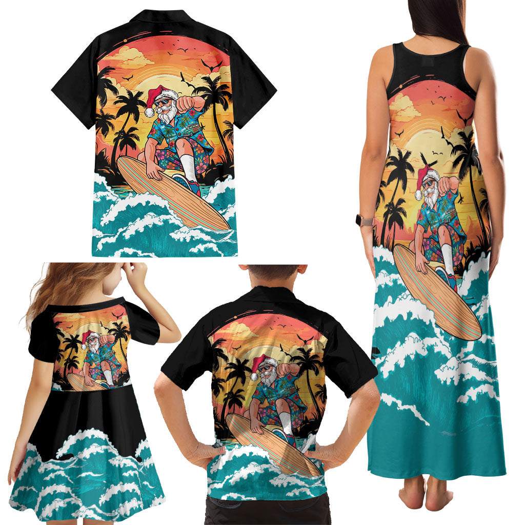Vintage Santa Claus Surfing Summer Family Matching Tank Maxi Dress and Hawaiian Shirt Mele Kalikimaka i Iulai! LT9 - Polynesian Pride