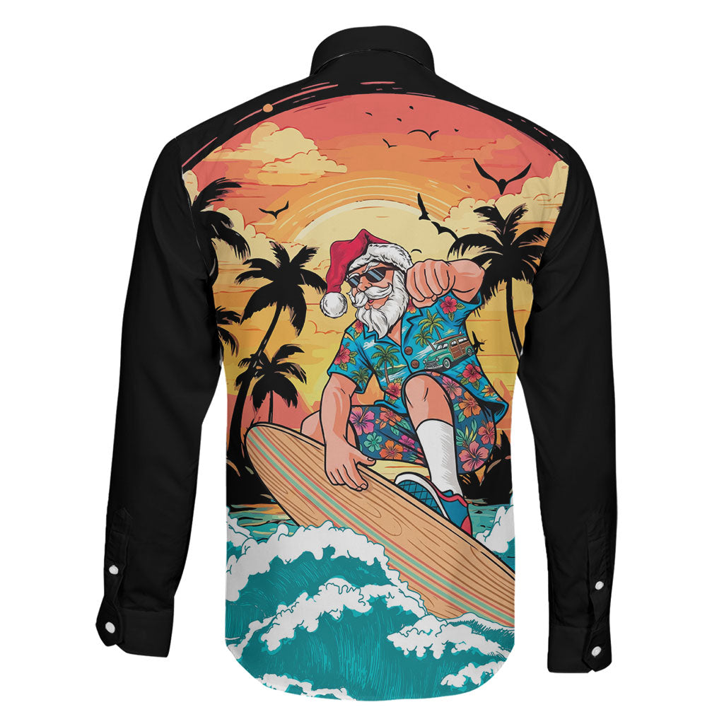 Vintage Santa Claus Surfing Summer Family Matching Tank Maxi Dress and Hawaiian Shirt Mele Kalikimaka i Iulai! LT9 - Polynesian Pride