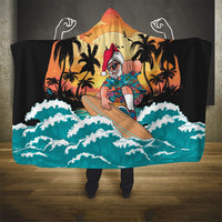 Vintage Santa Claus Surfing Summer Hooded Blanket Mele Kalikimaka i Iulai!