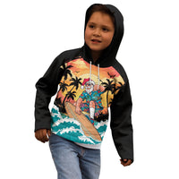 Vintage Santa Claus Surfing Summer Kid Hoodie Mele Kalikimaka i Iulai!