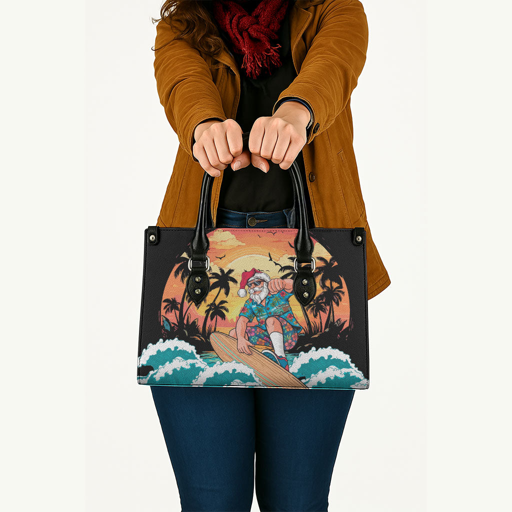 Vintage Santa Claus Surfing Summer Leather Bag Mele Kalikimaka i Iulai!