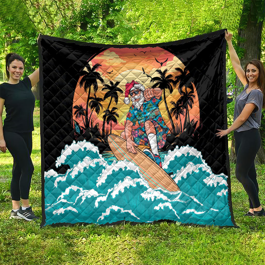 Vintage Santa Claus Surfing Summer Quilt Mele Kalikimaka i Iulai!