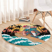 Vintage Santa Claus Surfing Summer Round Carpet Mele Kalikimaka i Iulai!